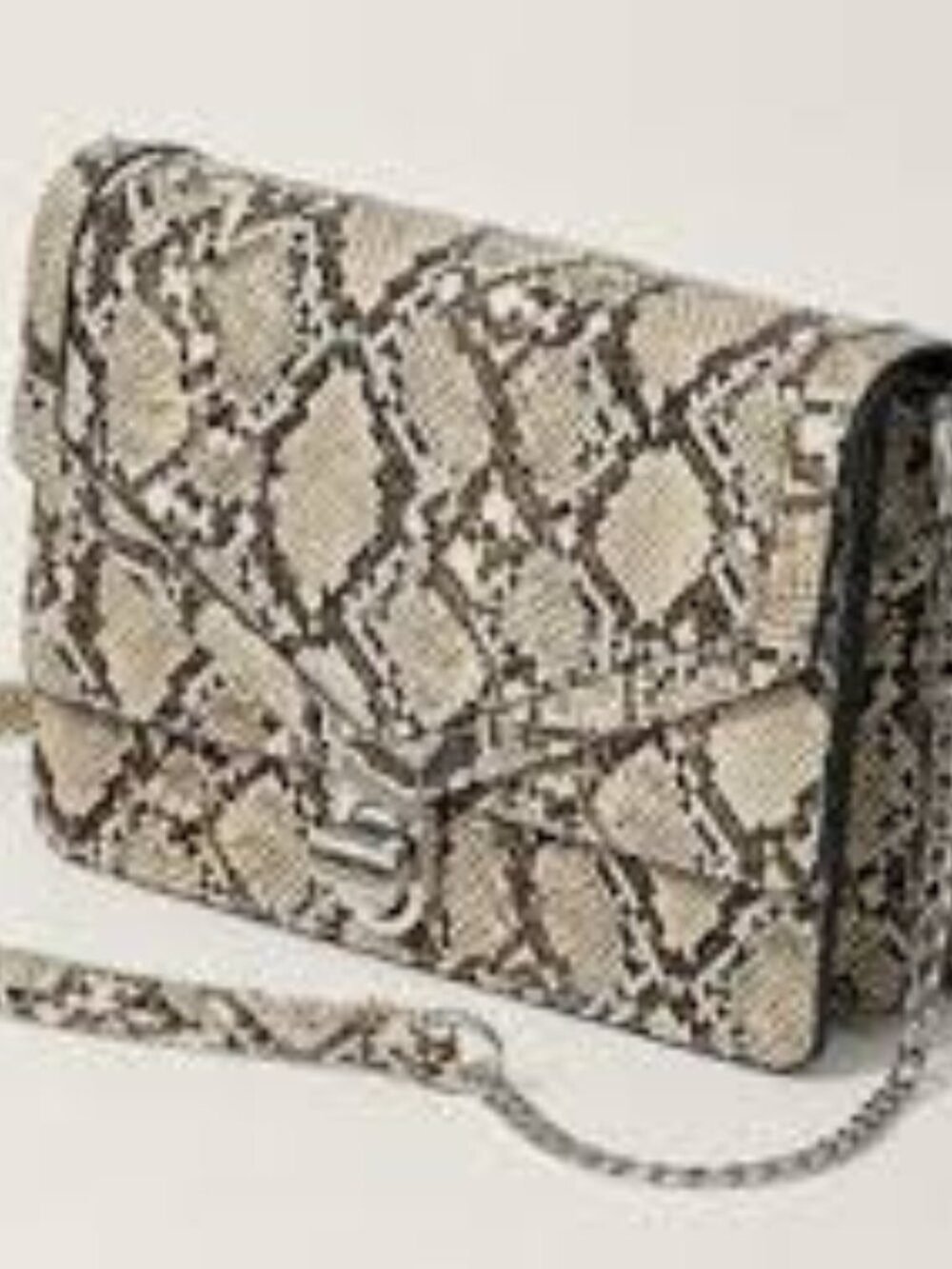 Stradivarius NWT Snakeskin Crossbody Bag Silver Chain Turn Lock Shoulder Bag M